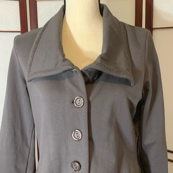 Soft Surroundings grey button up dress coat - Picture 7 of 10
